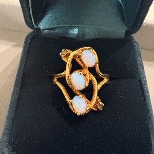 18K HGE Gold and Opal Women's Ring Sz 8.75
